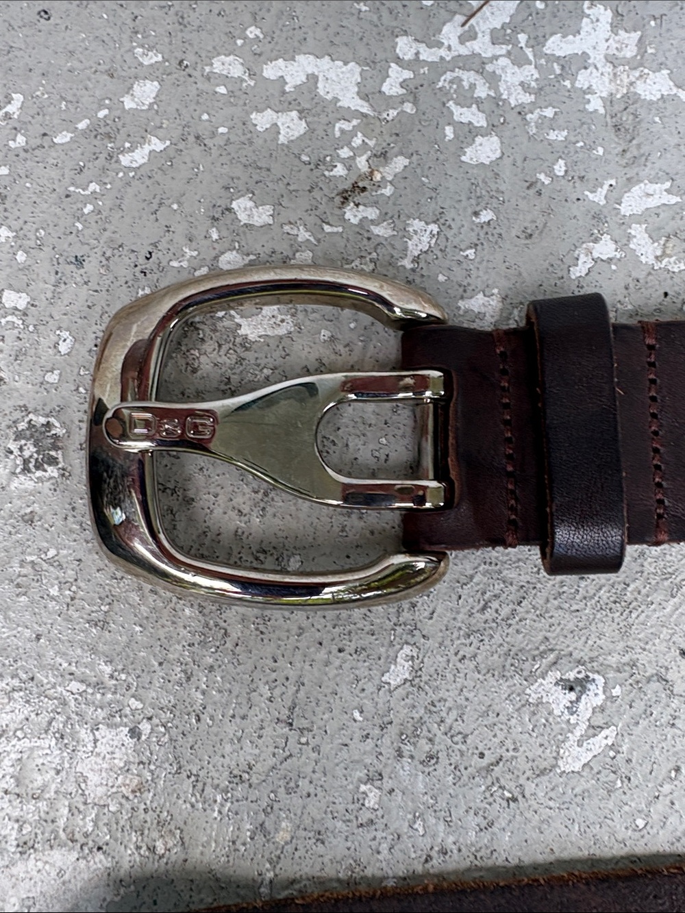 Dolce and Gabbana brown leather belt with silver studs